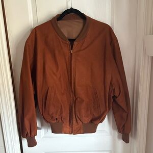 Leather Vera Pelle Tan Bomber Jacket